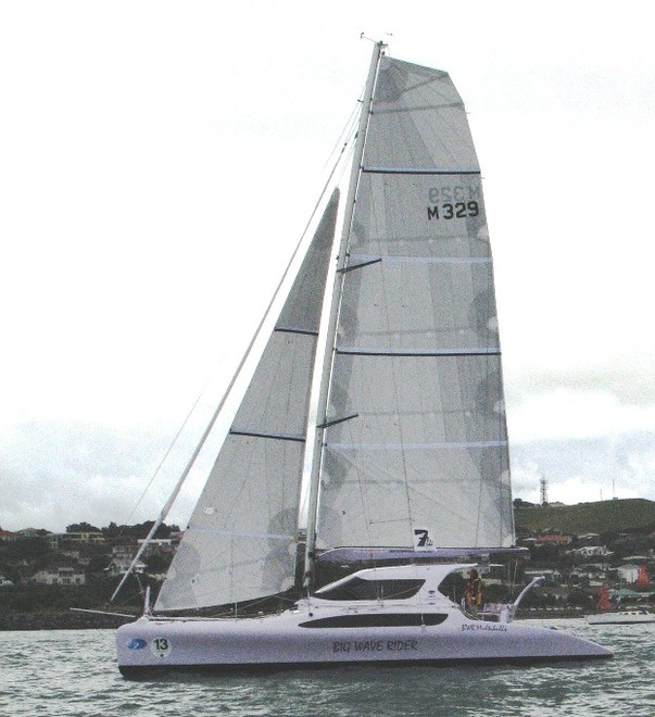 Bruce Arms and Big Wave Rider at ghe start of the Fitzroy Yachts Solo Trans Tasman Race 2010 © Suzanne Arms